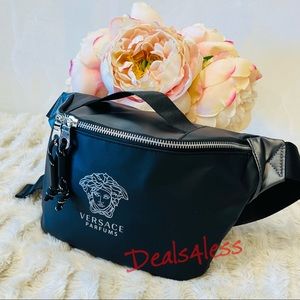 Versace Belt Bag Black Travel Pouch Fanny Pack Crossbody Medusa Designer Unisex
